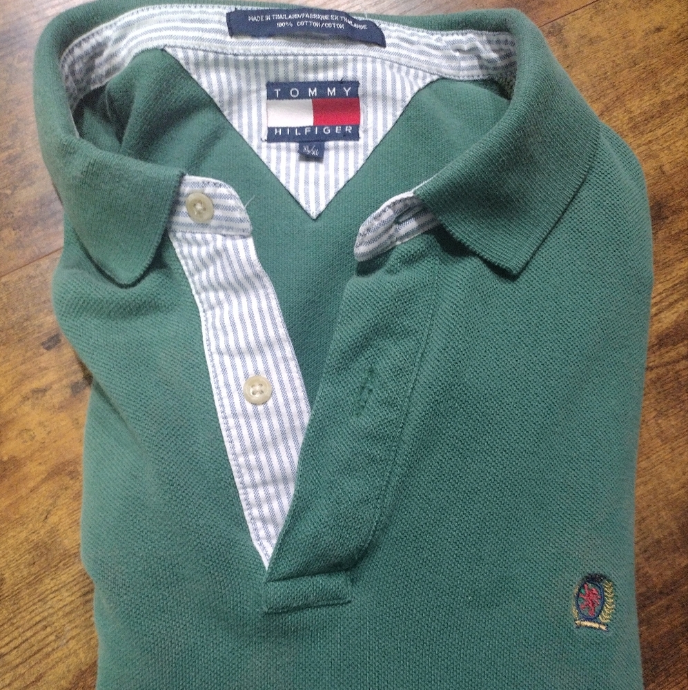 vintage 1990's Tommy Hilfiger Polo Green Shirt XL